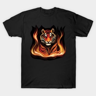 Tiger Walking Through Fire T-Shirt
